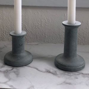 Studio McGee blue gray soapstone candle holders